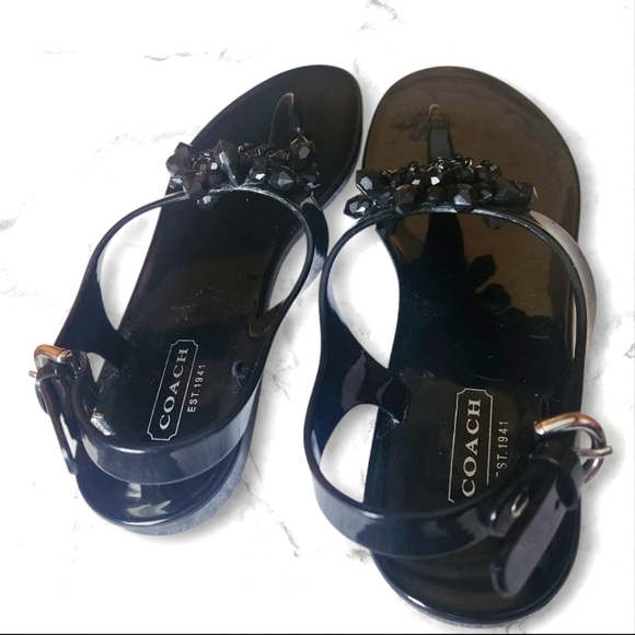 Coach Shoes - Coach Hilda Jelly Black Thong Sandals- Womens Size 5
